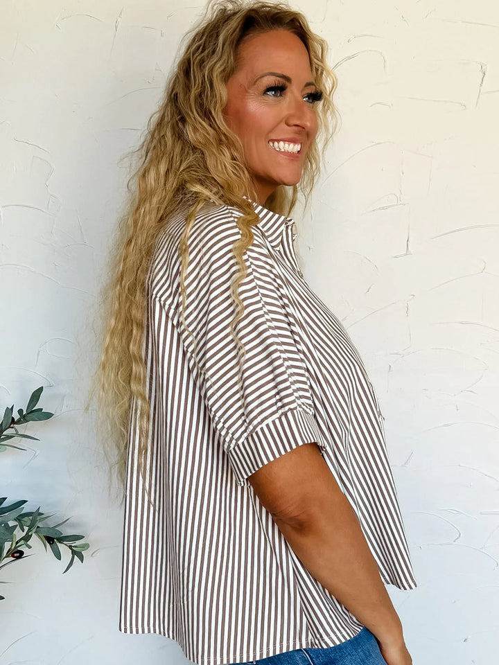 Zen Sunny Days Button Down Shirt (Mocha)