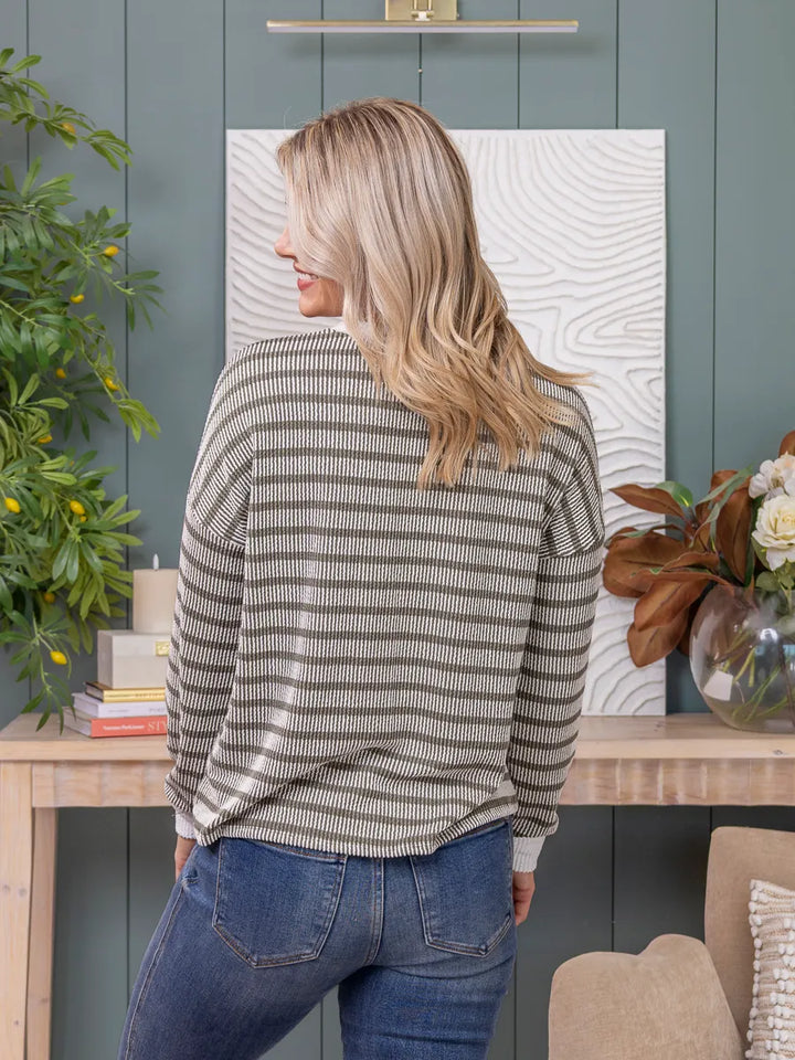 Zen Rib Striped Lounge Set (Light Olive)