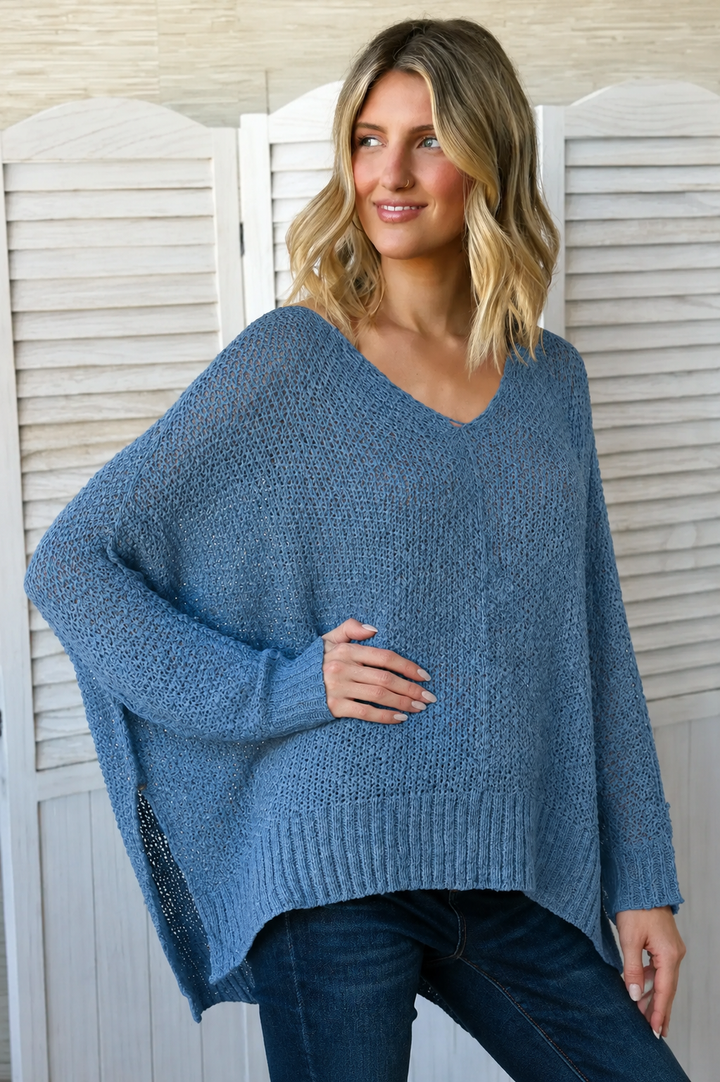 Zen Airy Knit Sweater (Dusty Blue)
