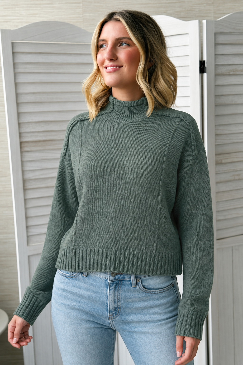 Zen Iris Knit Sweater (Ash Jade)
