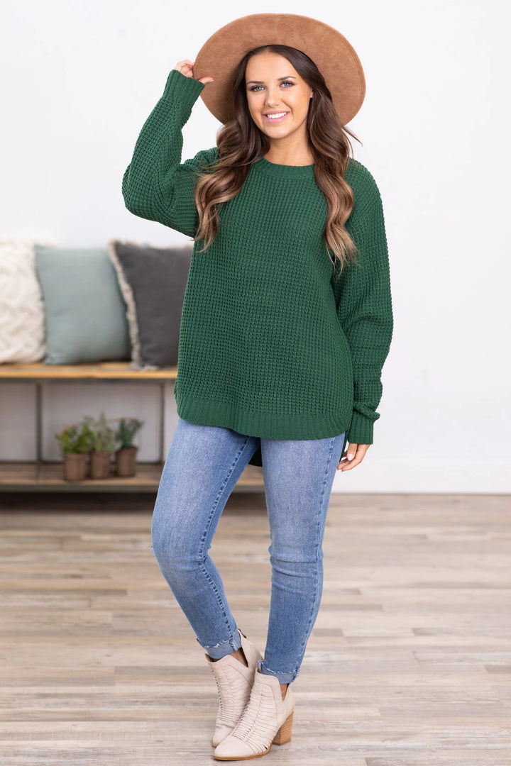Zen Waffle Sweater (Forest Green)