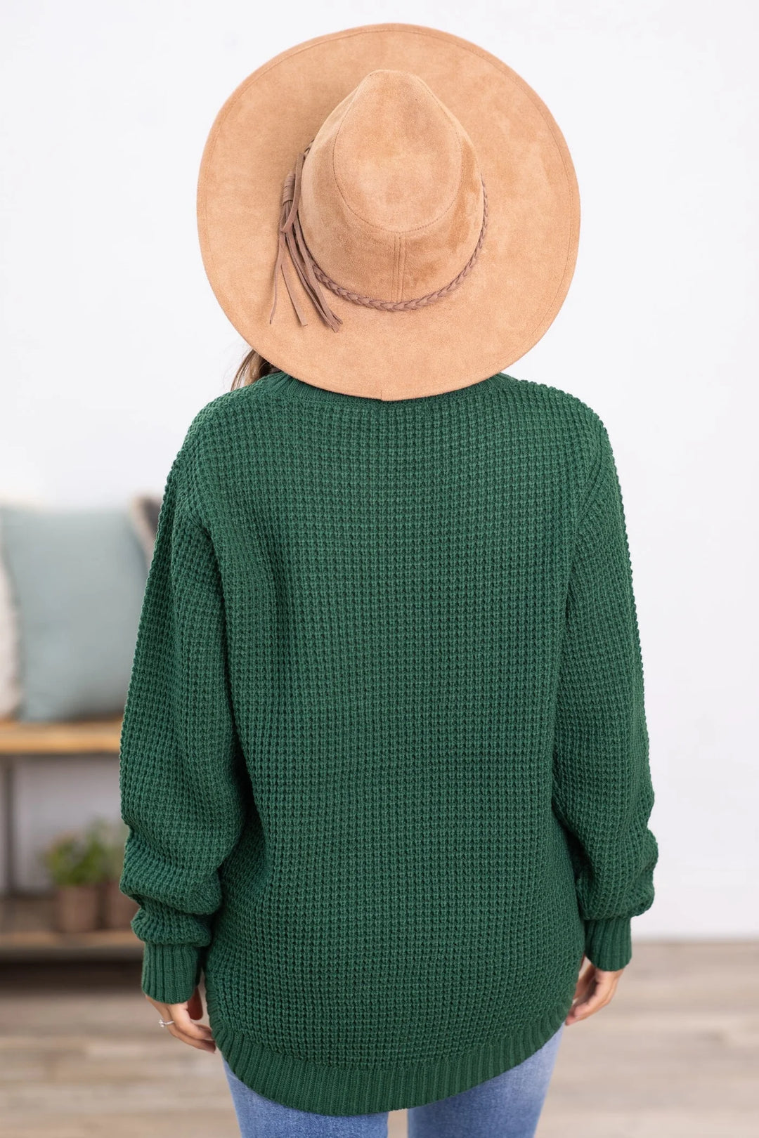 Zen Waffle Sweater (Forest Green)