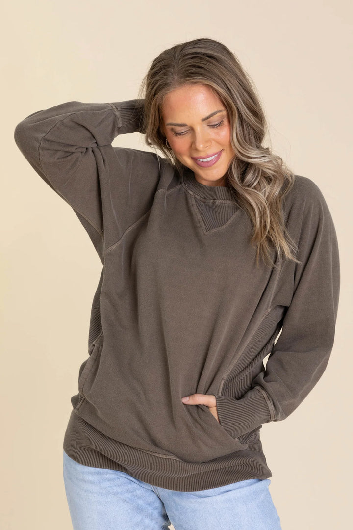 Zen French Terry Sweatshirt (Brown)