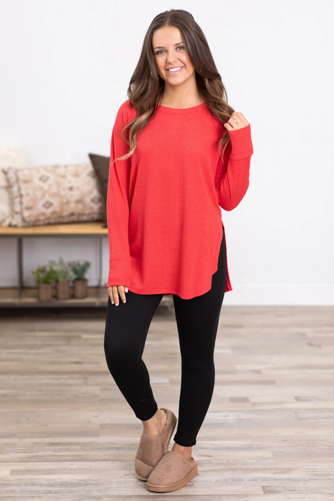 Zen Relaxed Waffle Top (Ruby)