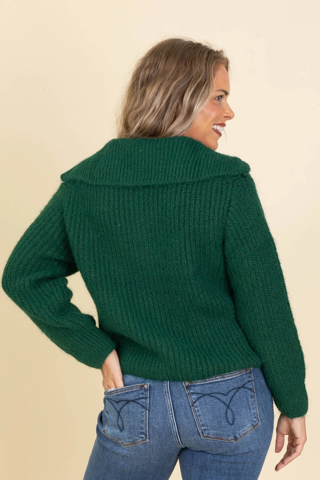 Zen Soft Hug Zip-Up Sweater (Hunter Green)