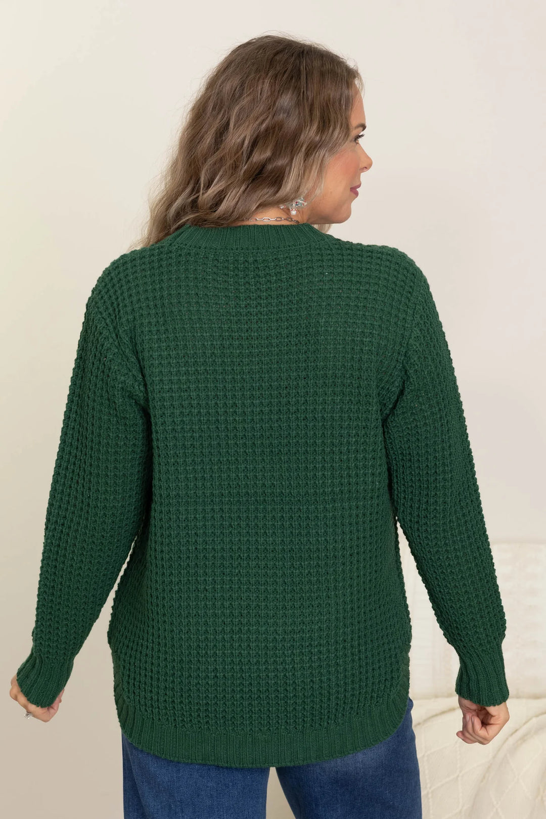 Zen Waffle Sweater (Forest Green)