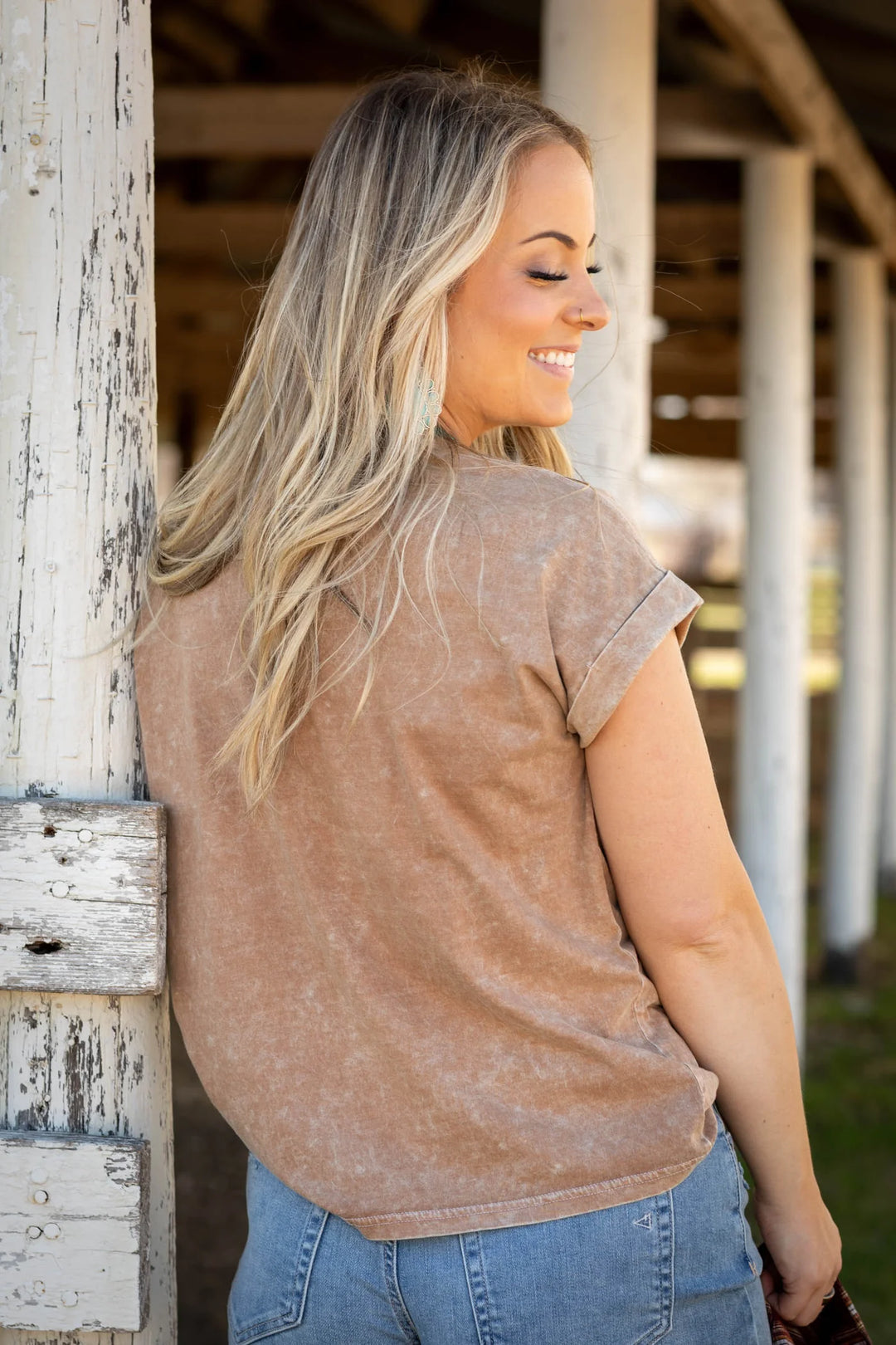 Zen Vintage Wash Cotton Tee (Brown)