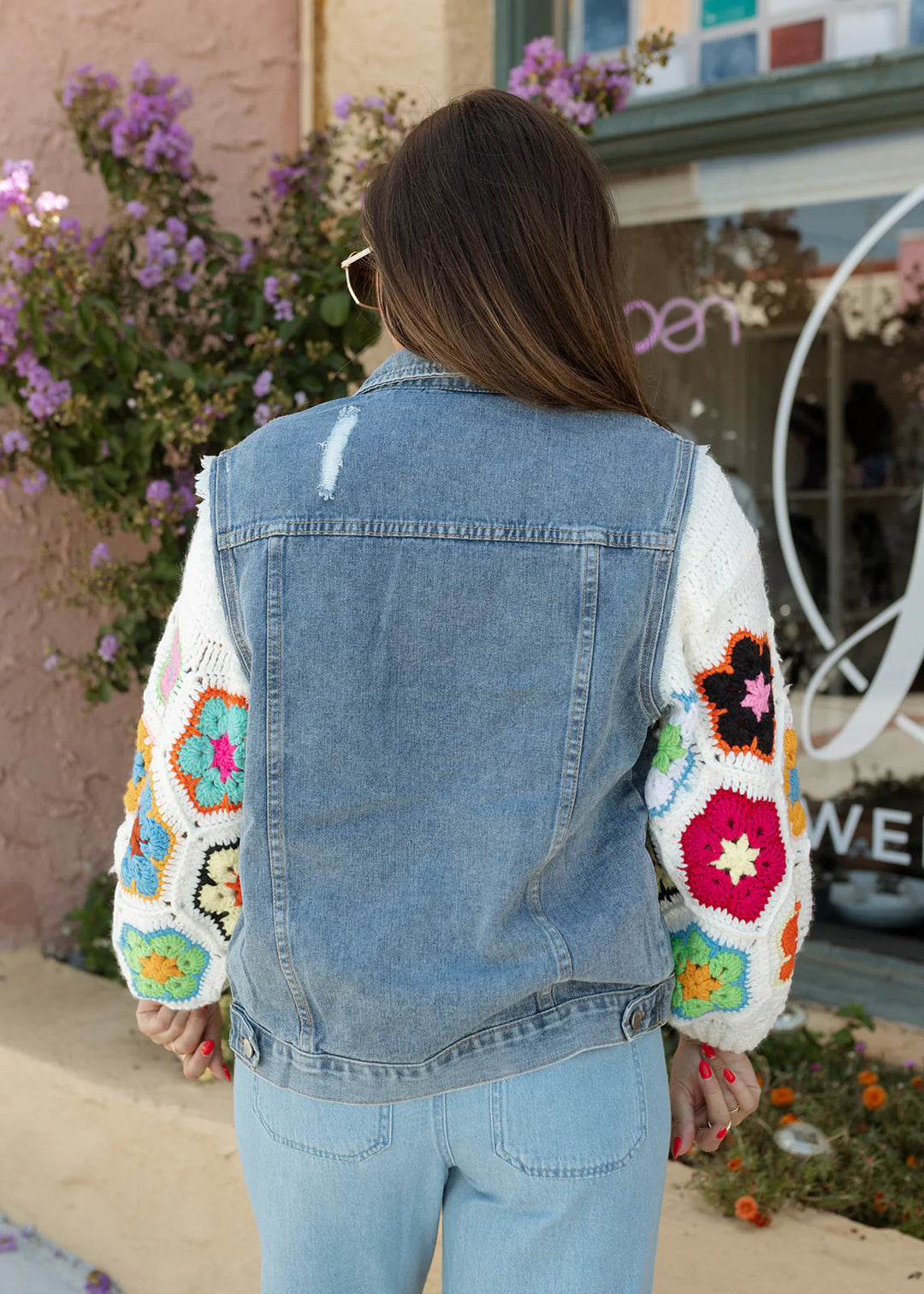 My Cozy Flower Power Denim Jacket