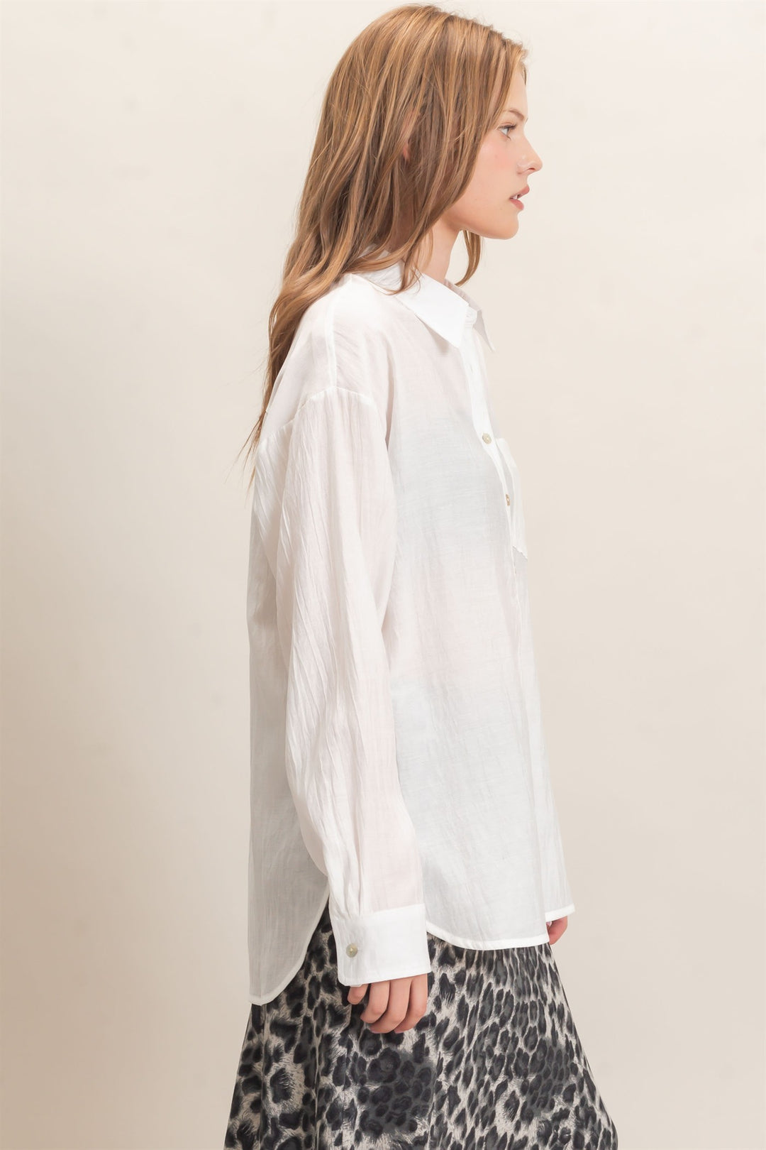HYFVE Crinkled Button Down Shirt (Off White)