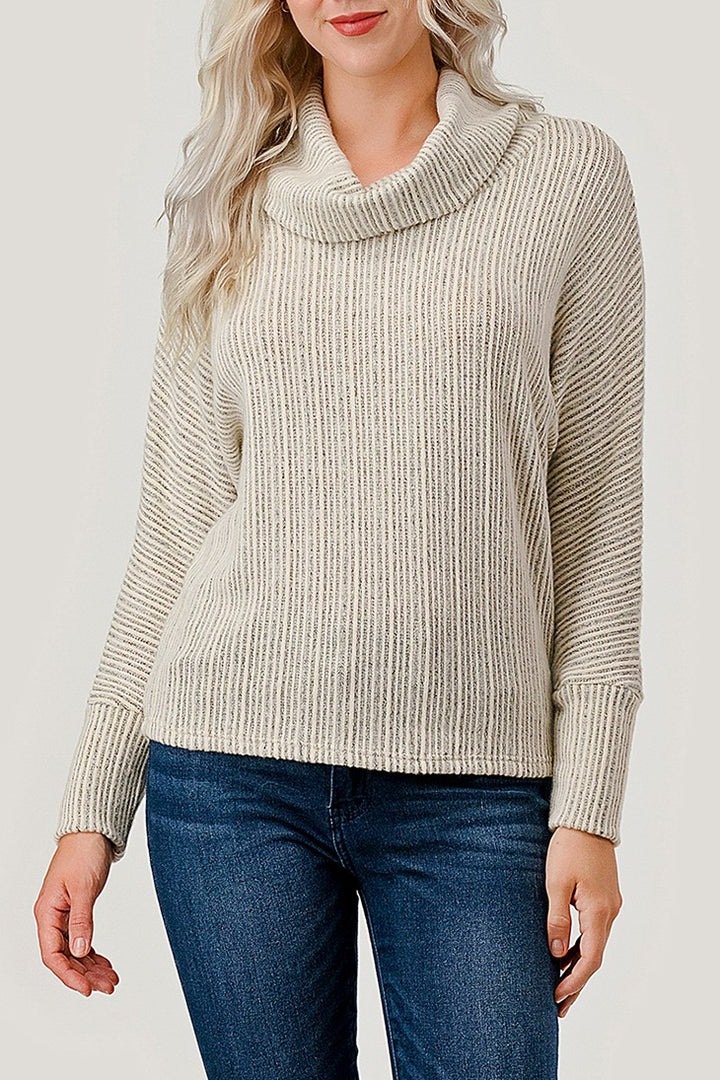 Natural Vibe Ribbed Dolman Sweater (Ivory)
