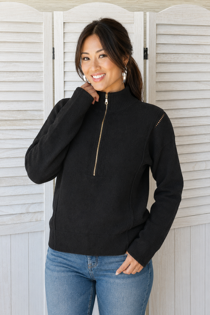 Zen Matilda Zip Sweater (Black)