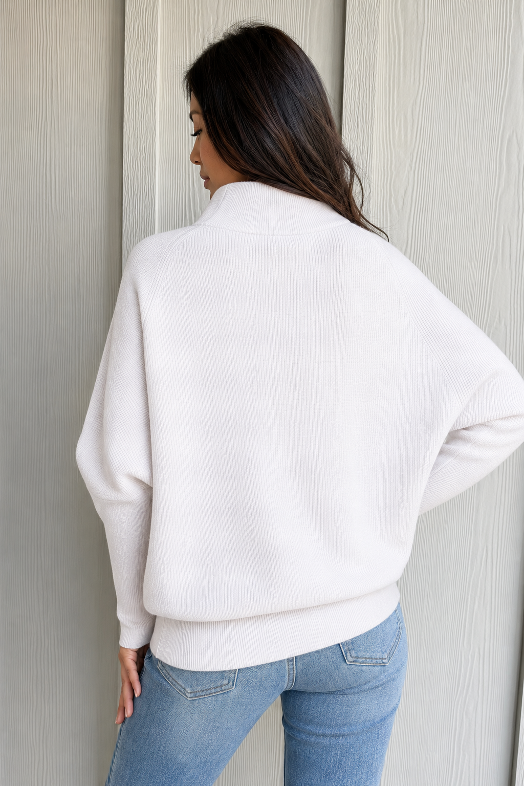 Zen Rib Dolman Sweater (Winter White)