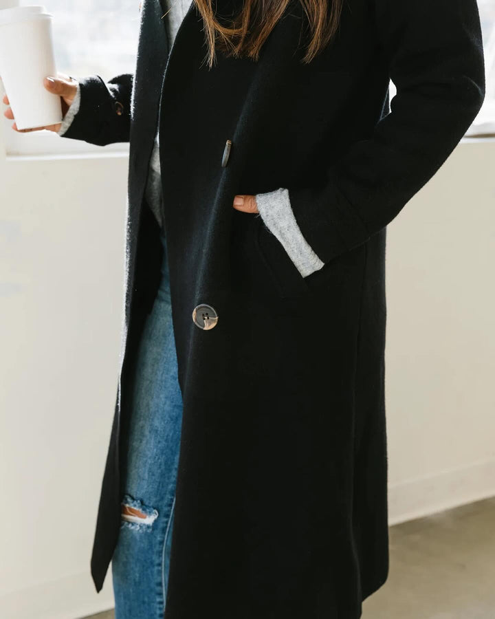 Jolie Cashmere Knit Trench Coat (Black)