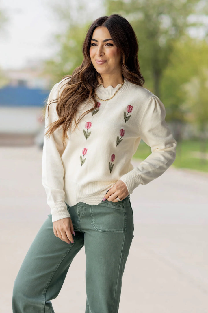 Sunday Edition Scalloped Tulip Sweater