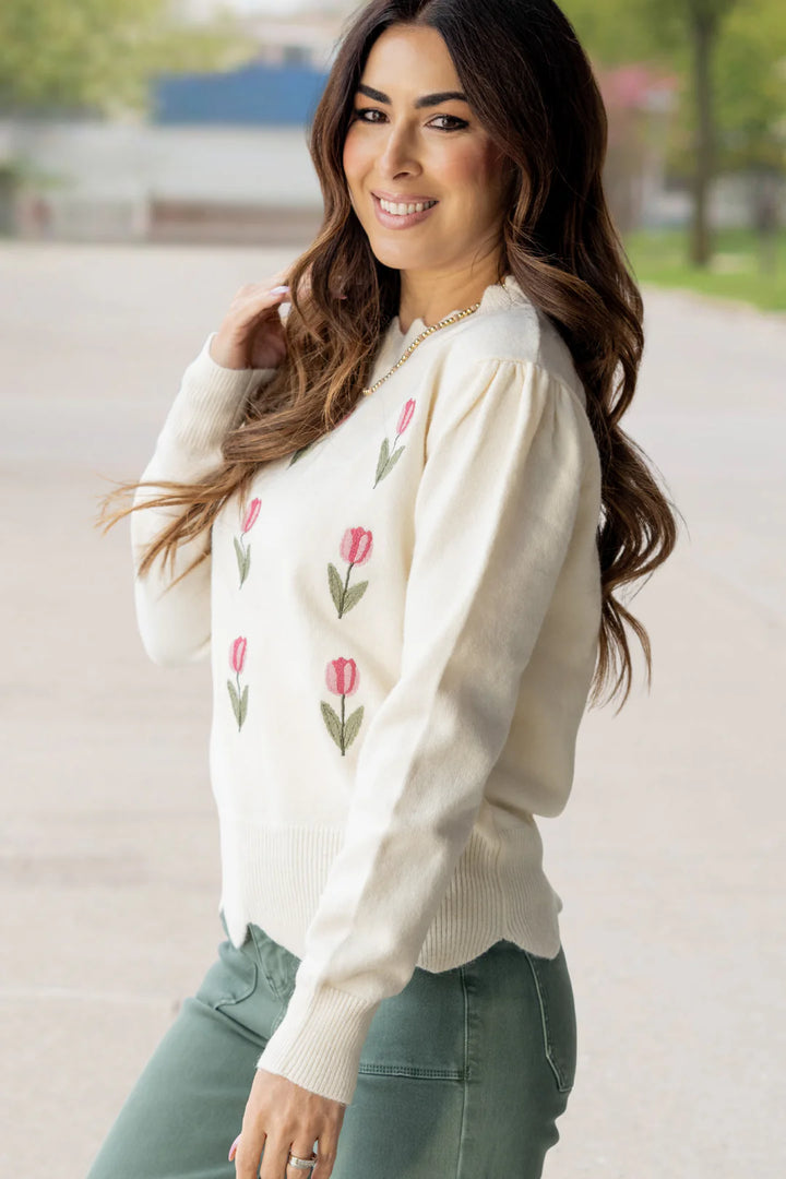 Sunday Edition Scalloped Tulip Sweater