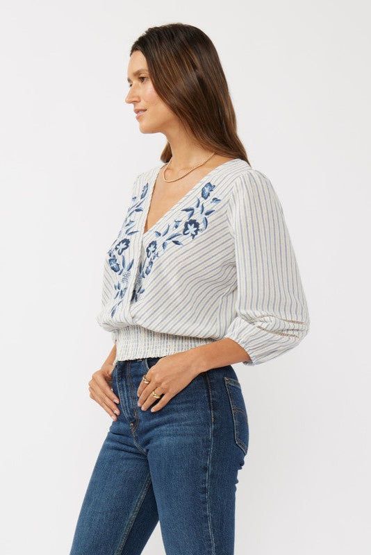 Lovestitch Brisa Floral Striped Blouse