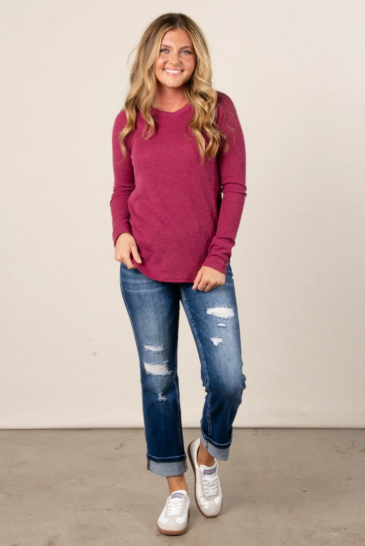 Zen Baby Waffle Shirt (Cabernet)