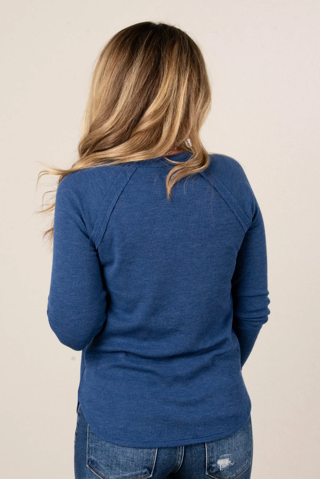 Zen Baby Waffle Long Sleeve Tee (Light Navy)