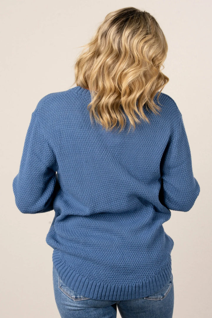 Zen Waffle Sweater (Dusty Blue)