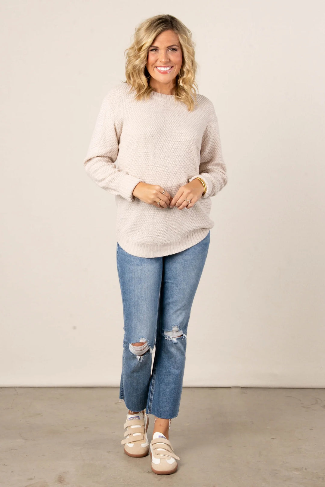 Zen Waffle Sweater (Sand Beige)