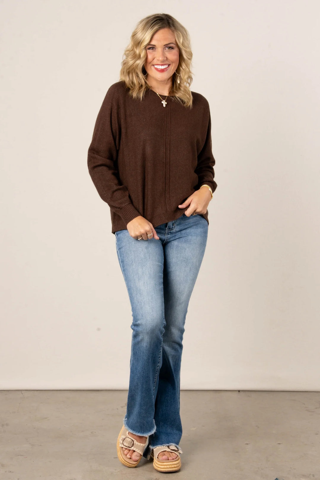 Zen Soft Knit Sweater (Heather Brown)
