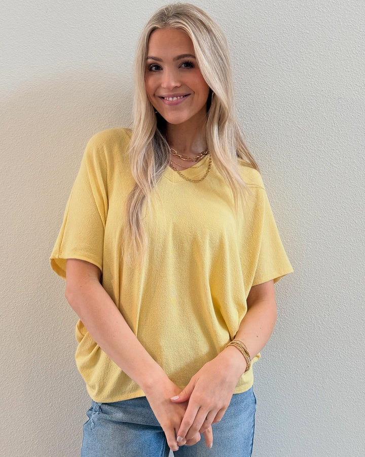 Jolie Slouchy Dolman Tee (Butter Yellow)