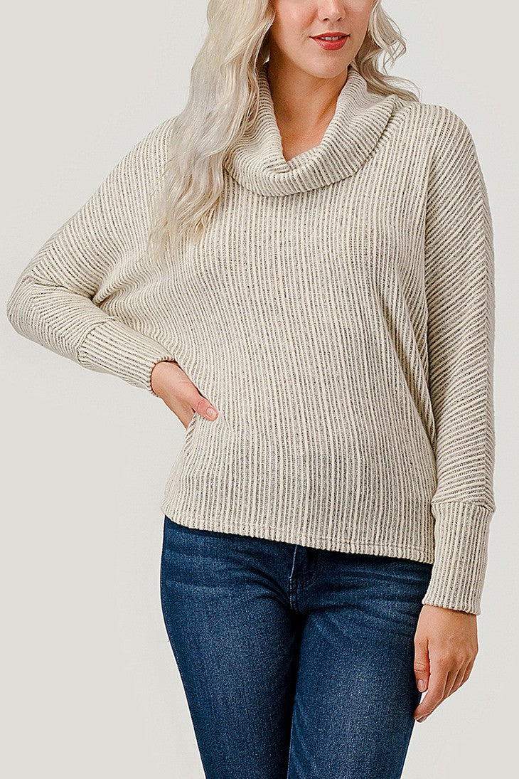 Natural Vibe Ribbed Dolman Sweater (Ivory)