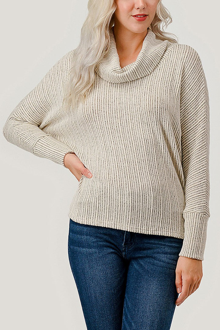 Natural Vibe Ribbed Dolman Sweater (Ivory)