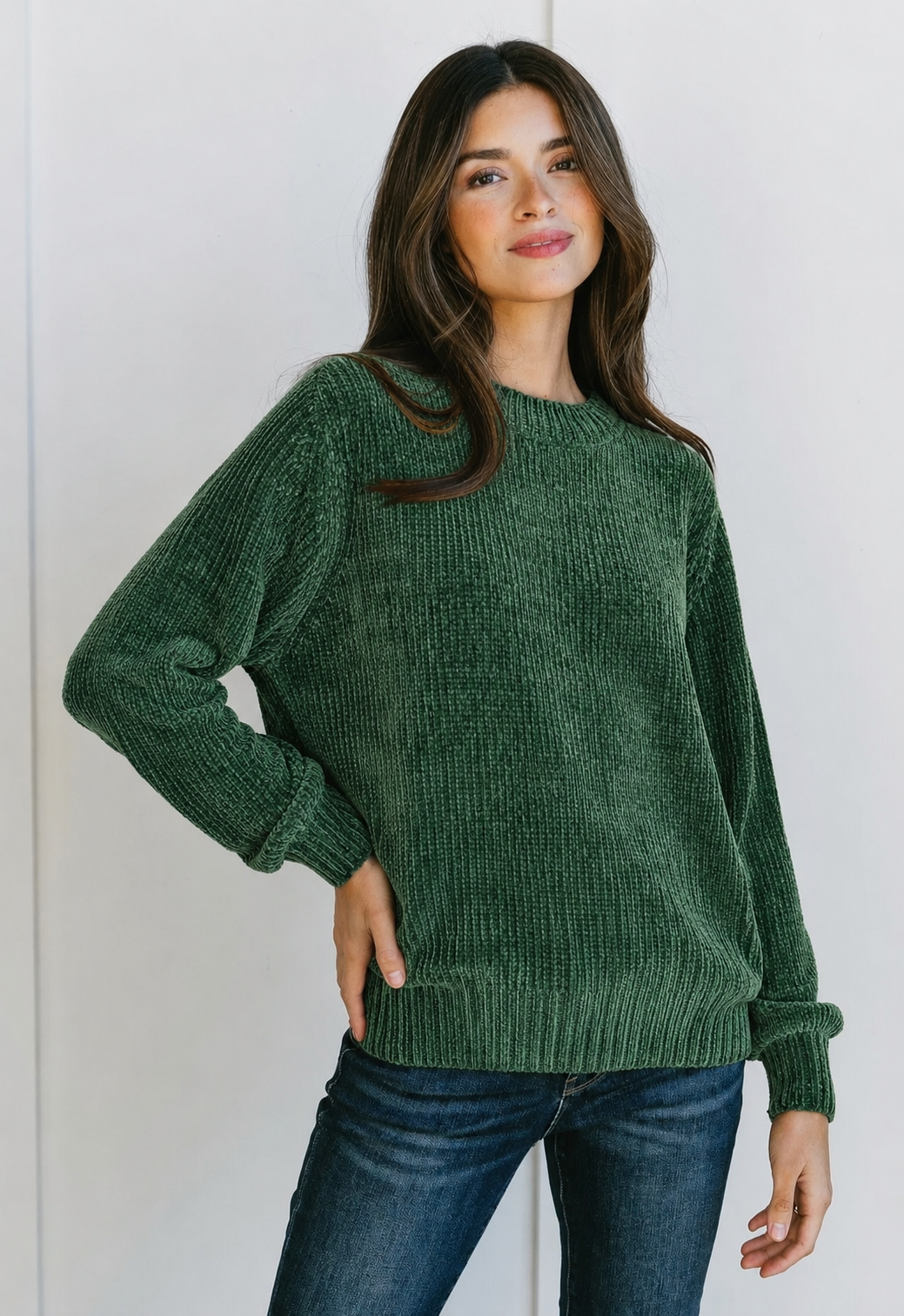 Zen Chenille Rib Sweater (Dark Green)