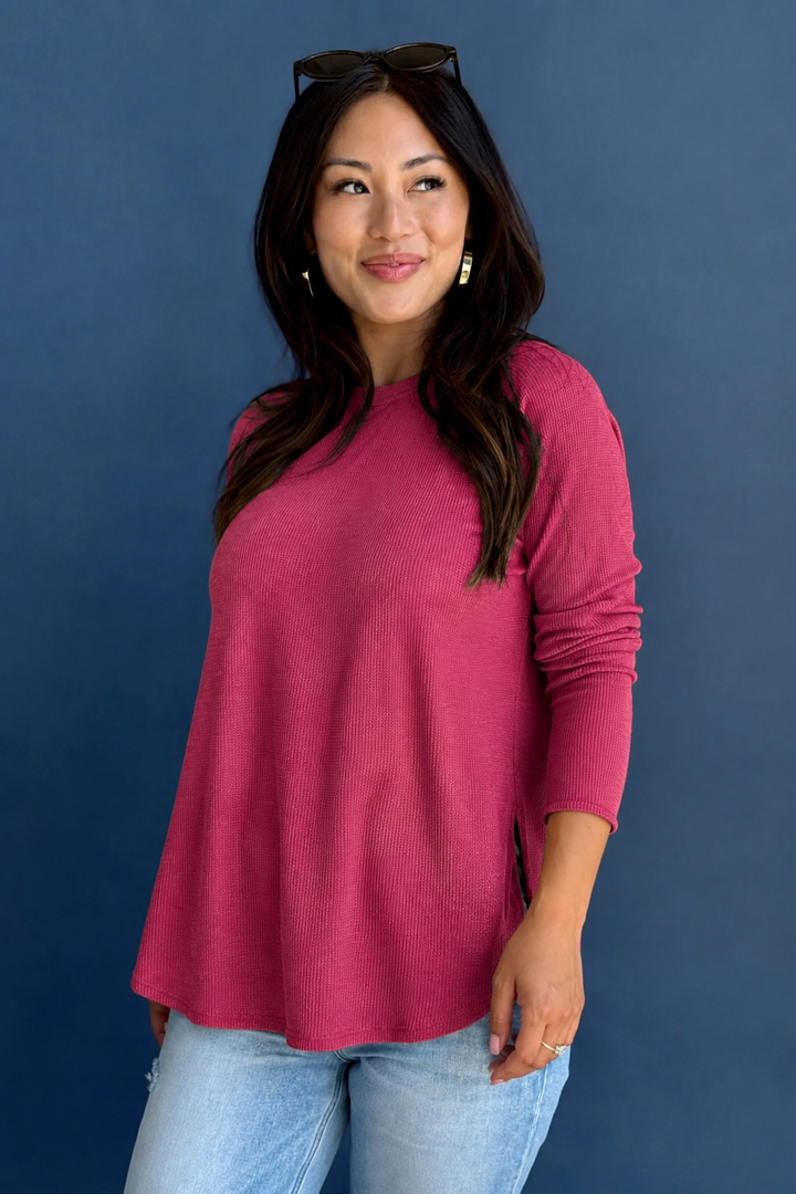 Zen Relaxed Waffle Top (Cabernet)