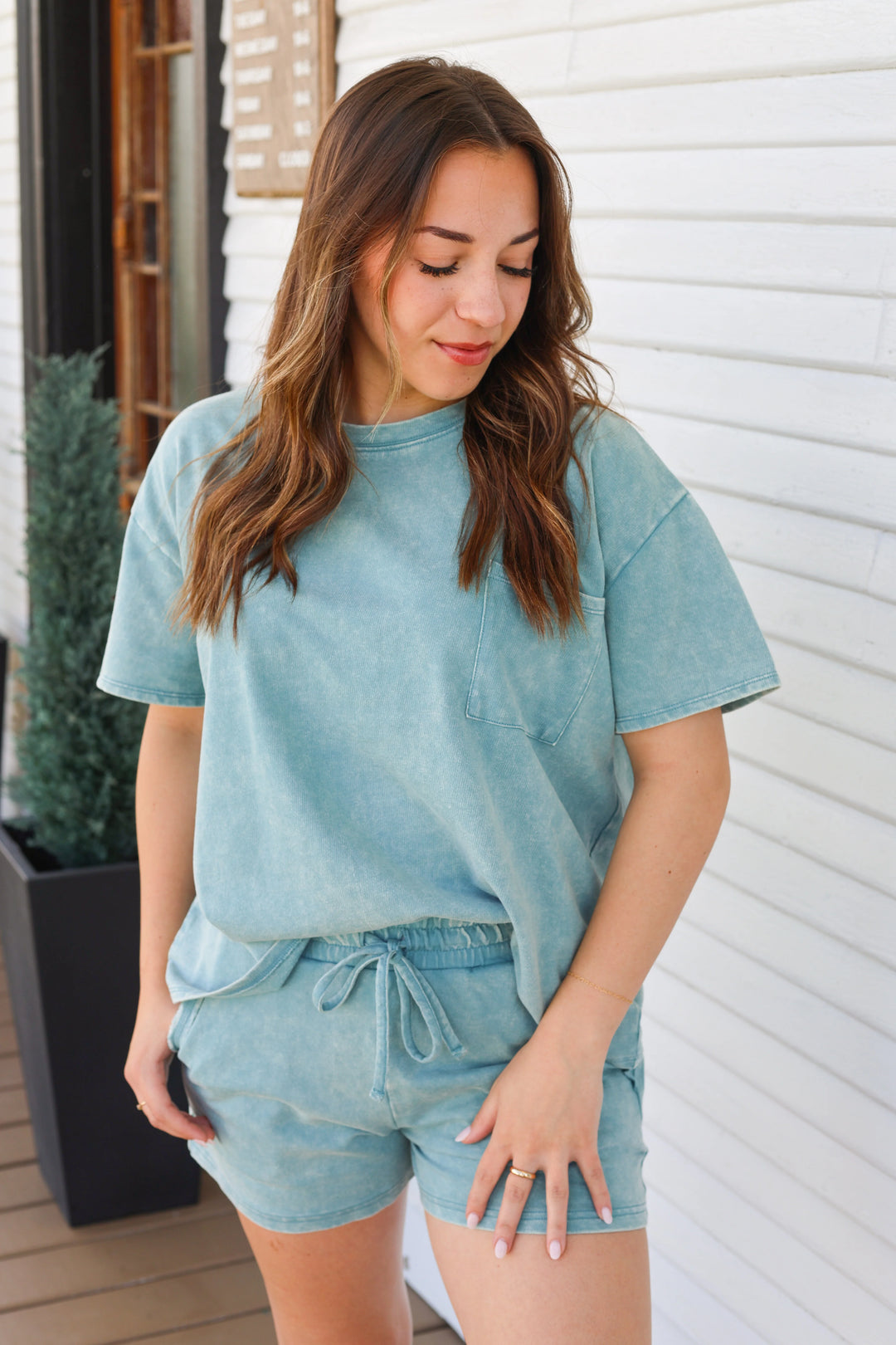 Zen French Terry Lounge Shorts Set (Ash Blue)