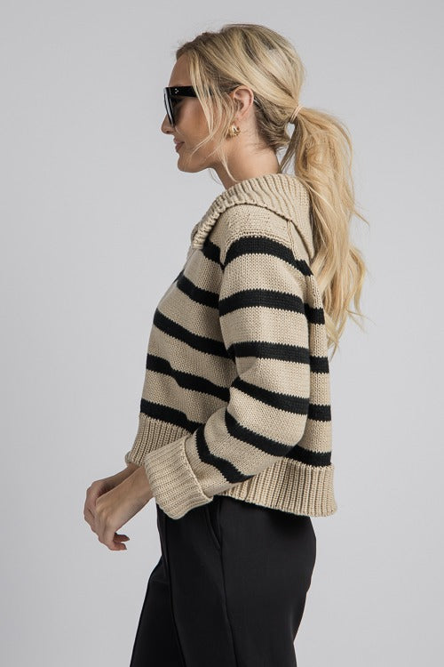 Jolie Knit Collared Sweater (Beige)