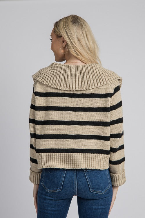 Jolie Knit Collared Sweater (Beige)