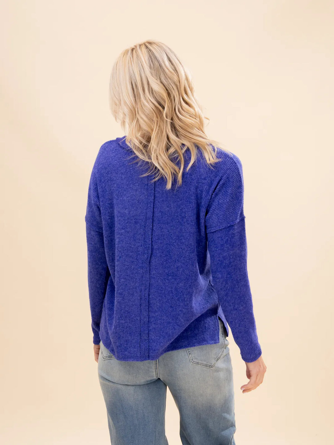 Zen Brushed V Neck Sweater (Indigo)