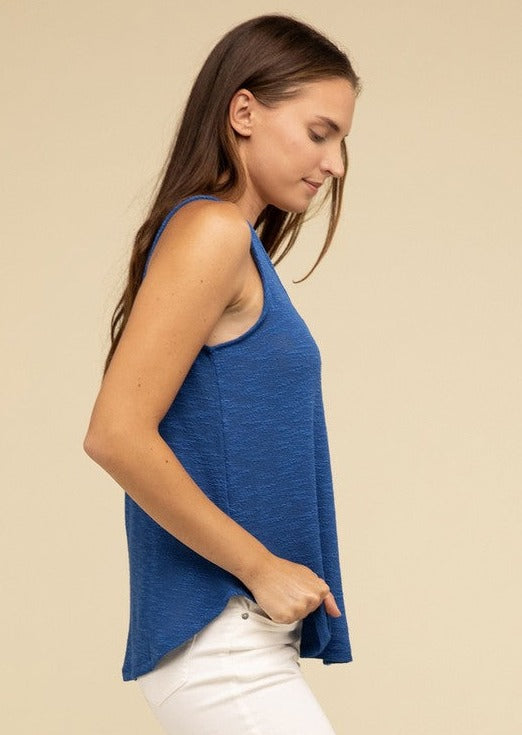 Zen Hacci Knit Scoop Tank (Navy)