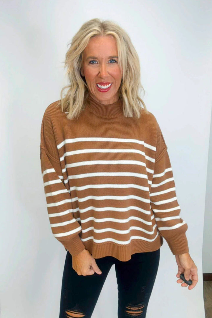 Zen Striped Arthur Sweater (Deep Camel)