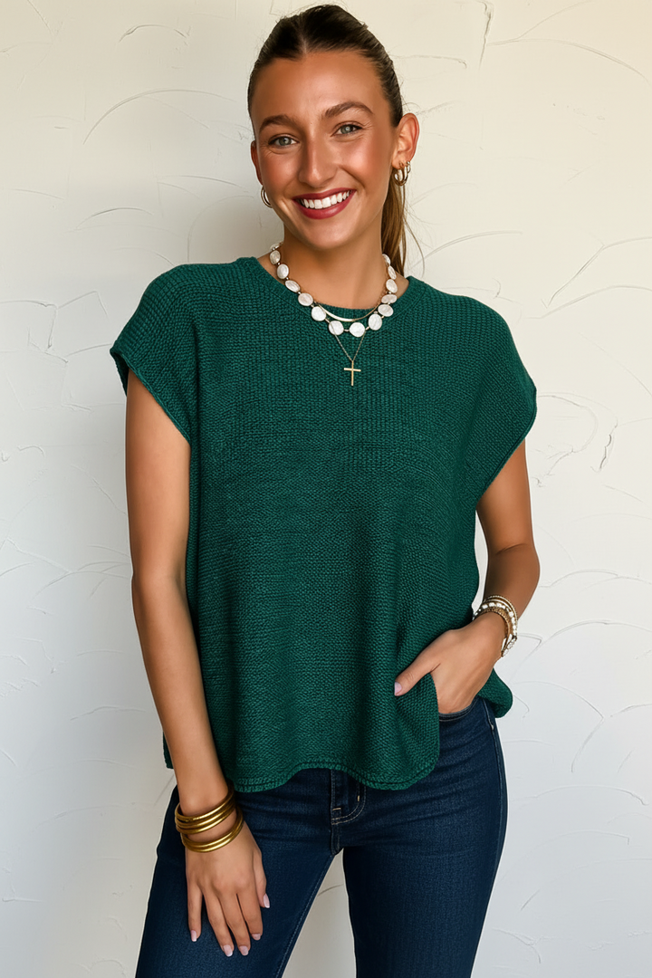 Zen Knit Sweater Tee (Hunter Green)