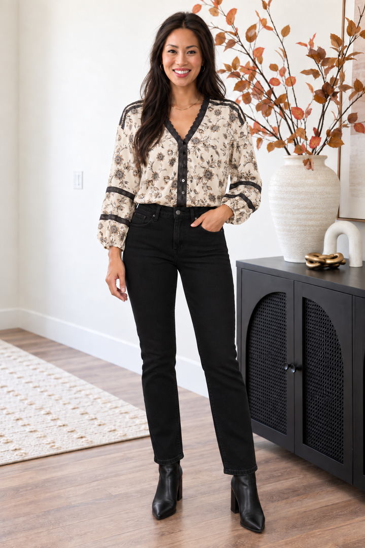 Kancan Adaline Slim Leg Jean (Black)