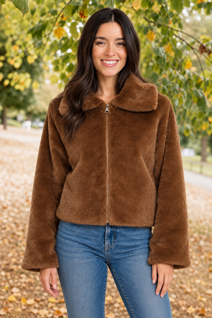 Zen Faux Fur Jacket (Brown)
