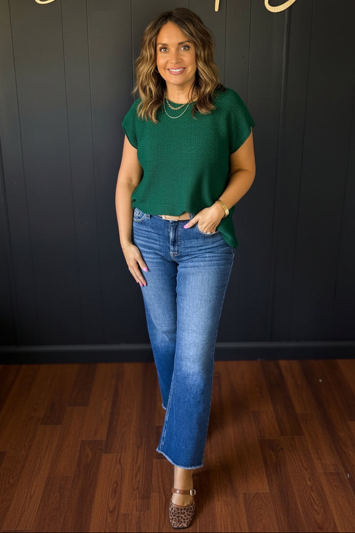 Zen Knit Sweater Tee (Hunter Green)