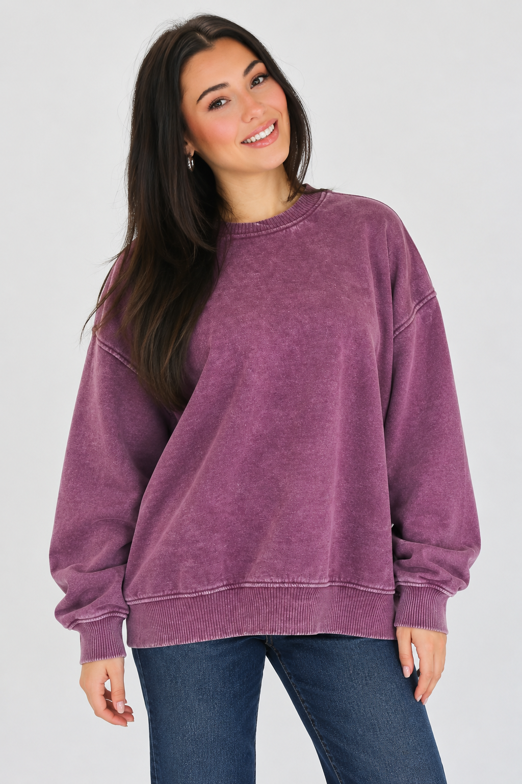 Zen Oversized Fleece Sweatshirt (Eggplant)