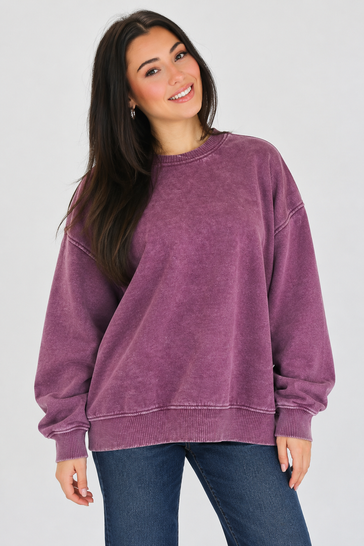 Zen Oversized Fleece Sweatshirt (Eggplant)