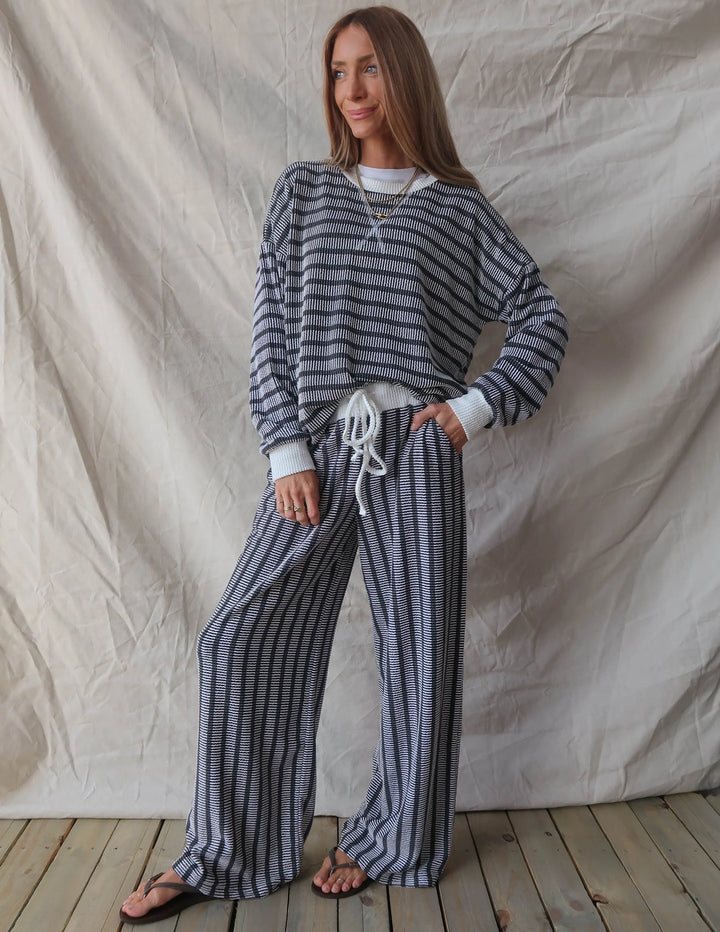 Zen Rib Striped Lounge Set (Black)
