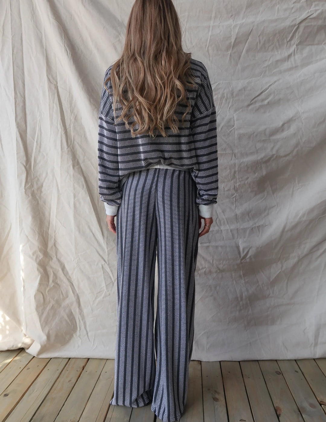 Zen Rib Striped Lounge Set (Black)