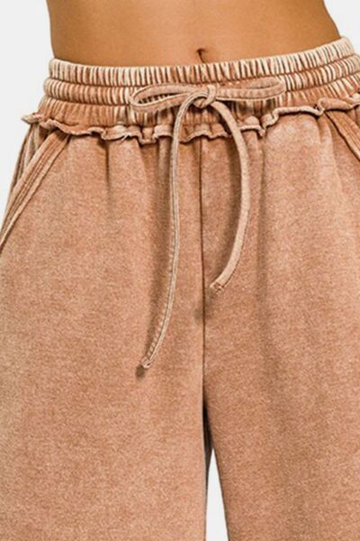 Zen Cotton Blend Wide Leg Sweatpant (Rust)