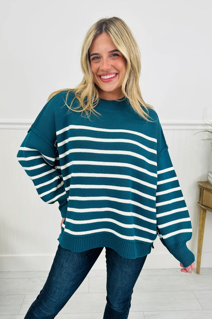 Zen Striped Arthur Sweater (Teal)