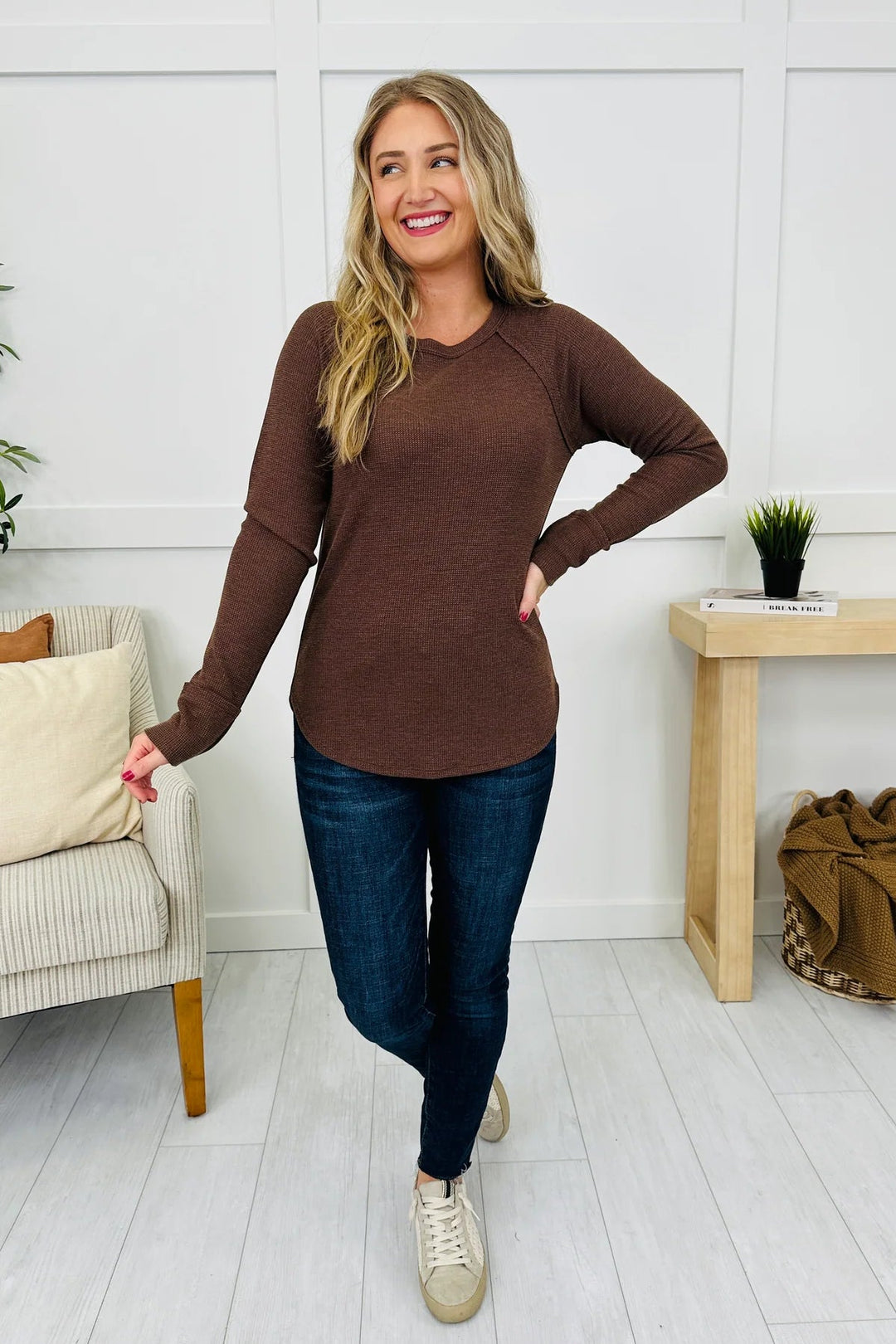 Zen Baby Waffle Long Sleeve Tee  (Brown)