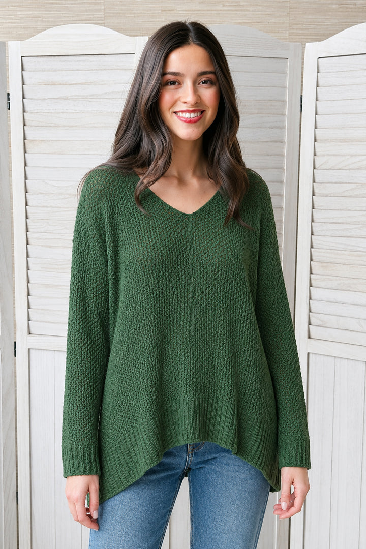 Zen Airy Knit Sweater (Dark Green)