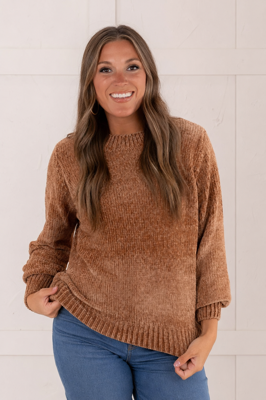 Zen Chenille Rib Sweater (Deep Camel)