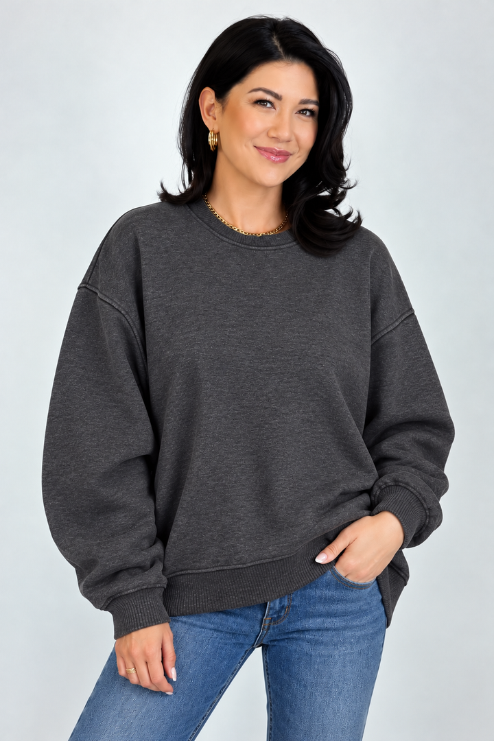 Zen Oversized Fleece Sweatshirt (Black)